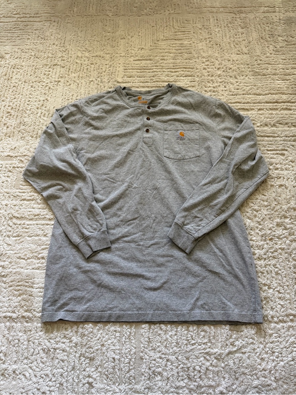 Carhartt Men's Light Gray Long Sleeve Henley Pocket Tee